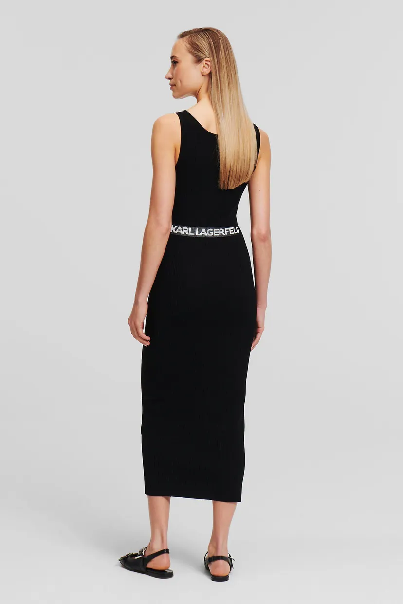 Женское черное платье sleeveless rib knit dress 3