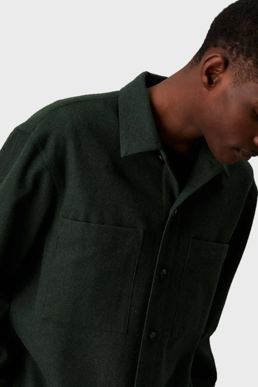 Чоловіча темно-зелена вовняна сорочка WOOL BLEND OVERSHIRT 4