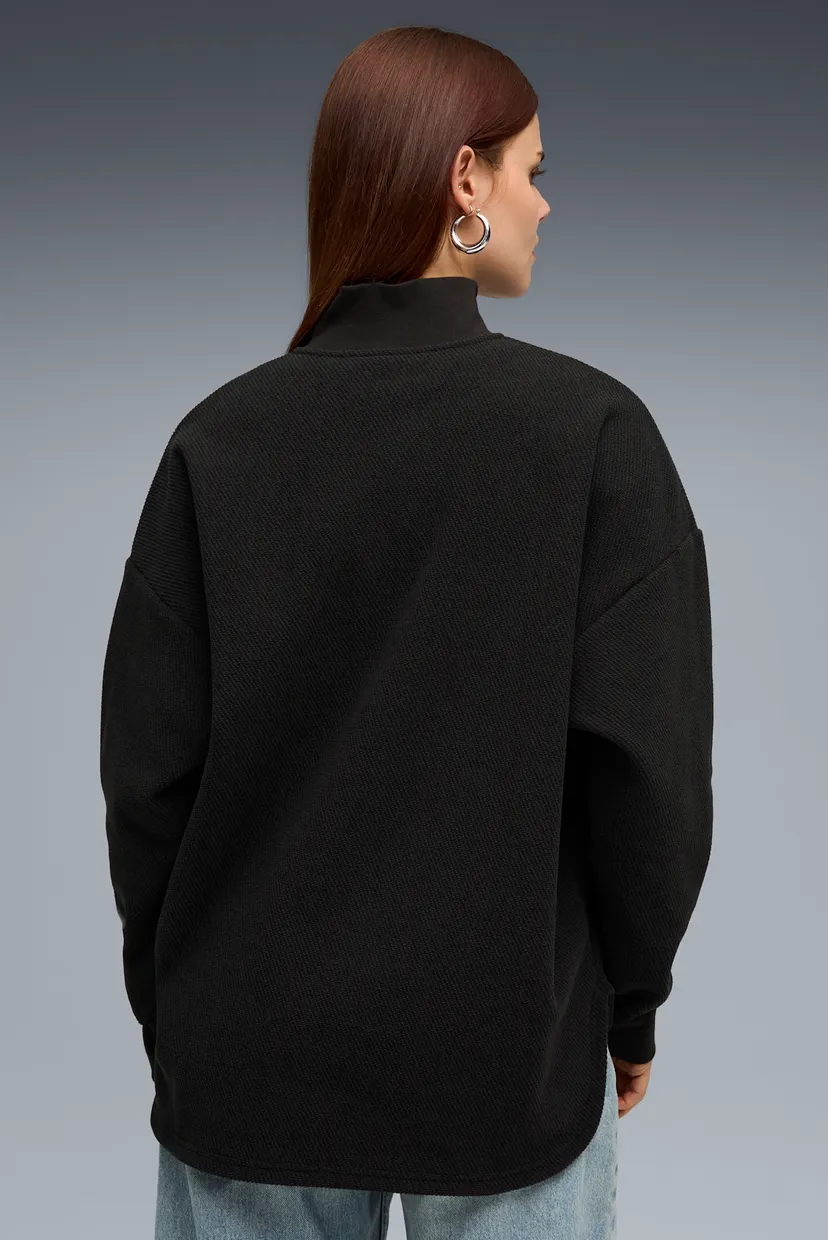 Женская черная спортивная кофта HER Oversized Half-Zip Winterized
