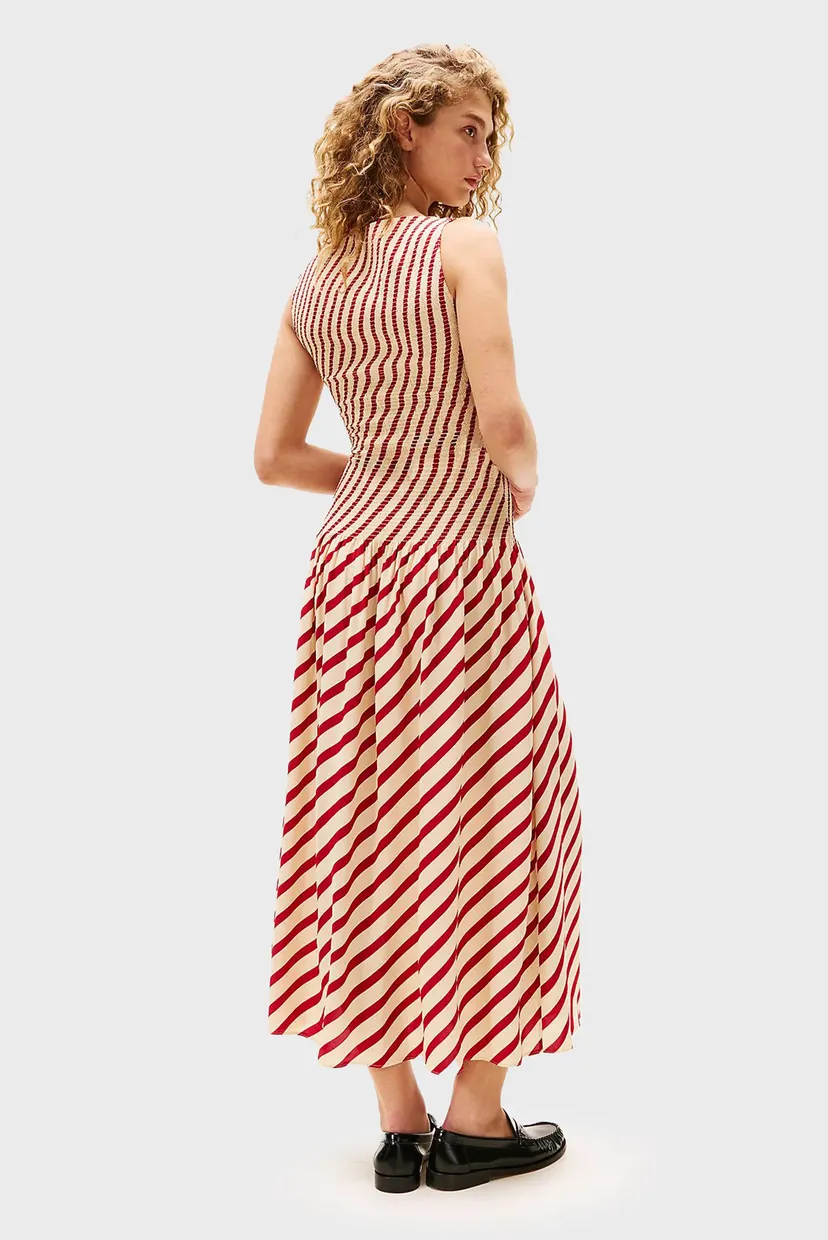 Женское бежевое платье в полоску TH X SRG FLUID STRIPE DRESS 3
