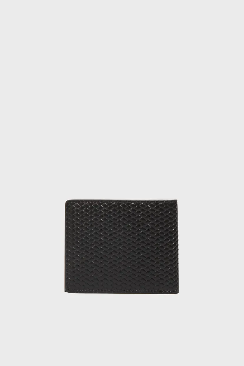 Чоловічий чорний шкіряний гаманець WOVEN 4