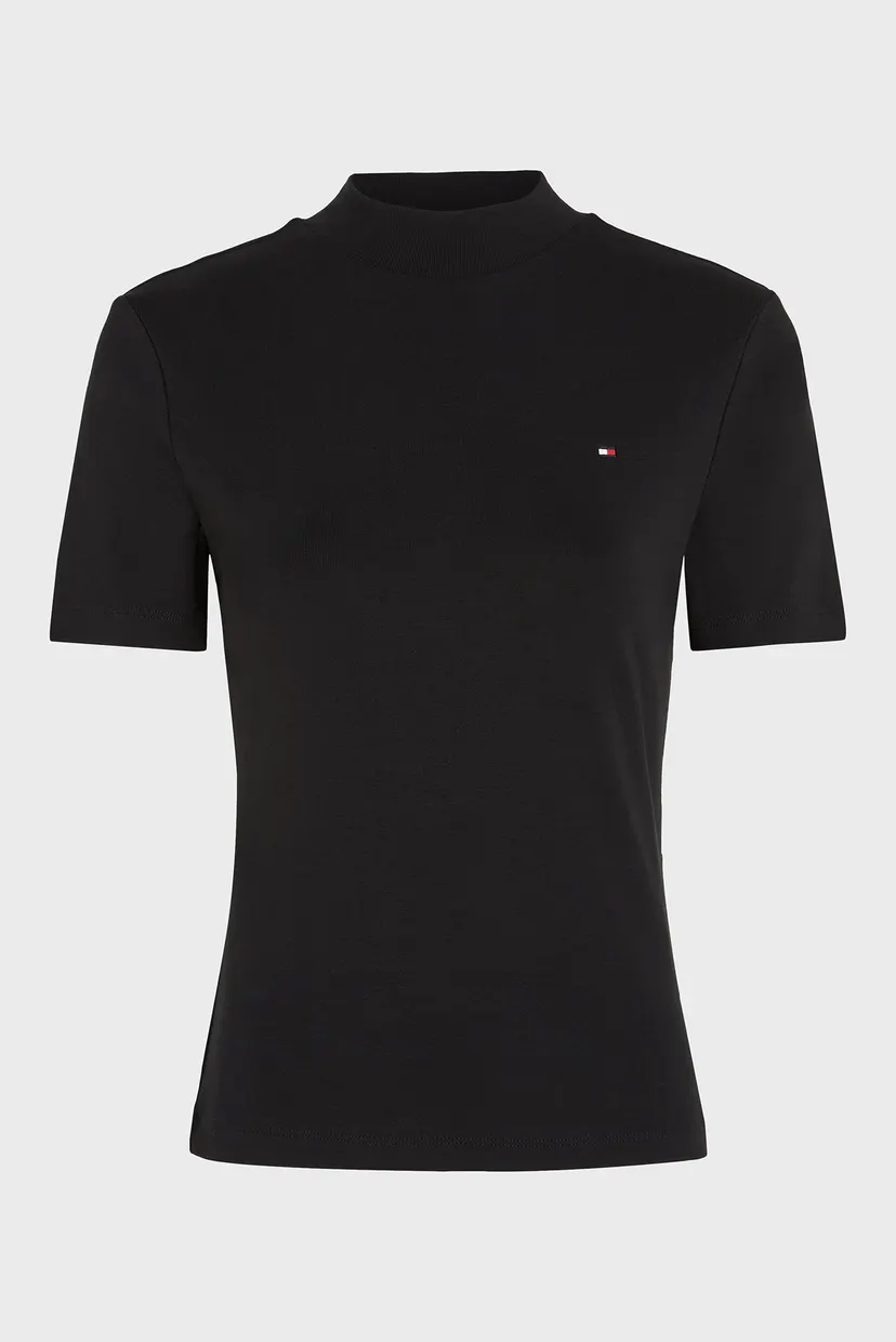 Жіноча чорна футболка SLIM CODY CROP MOCK-NK 6