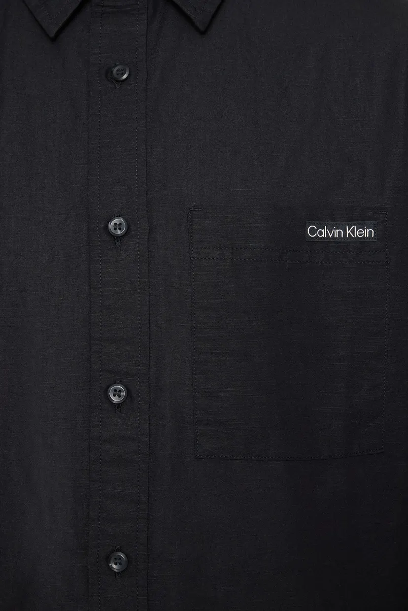 Чоловіча чорна лляна сорочка LINEN COTTON SHIRT 5