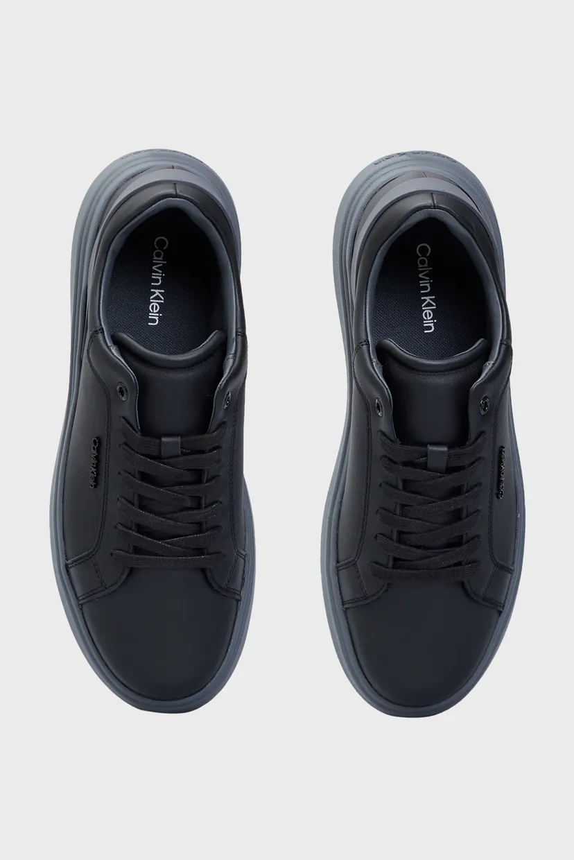 Мужские черные кожаные сникерсы LOW TOP LACE UP W/ STRIPE 4