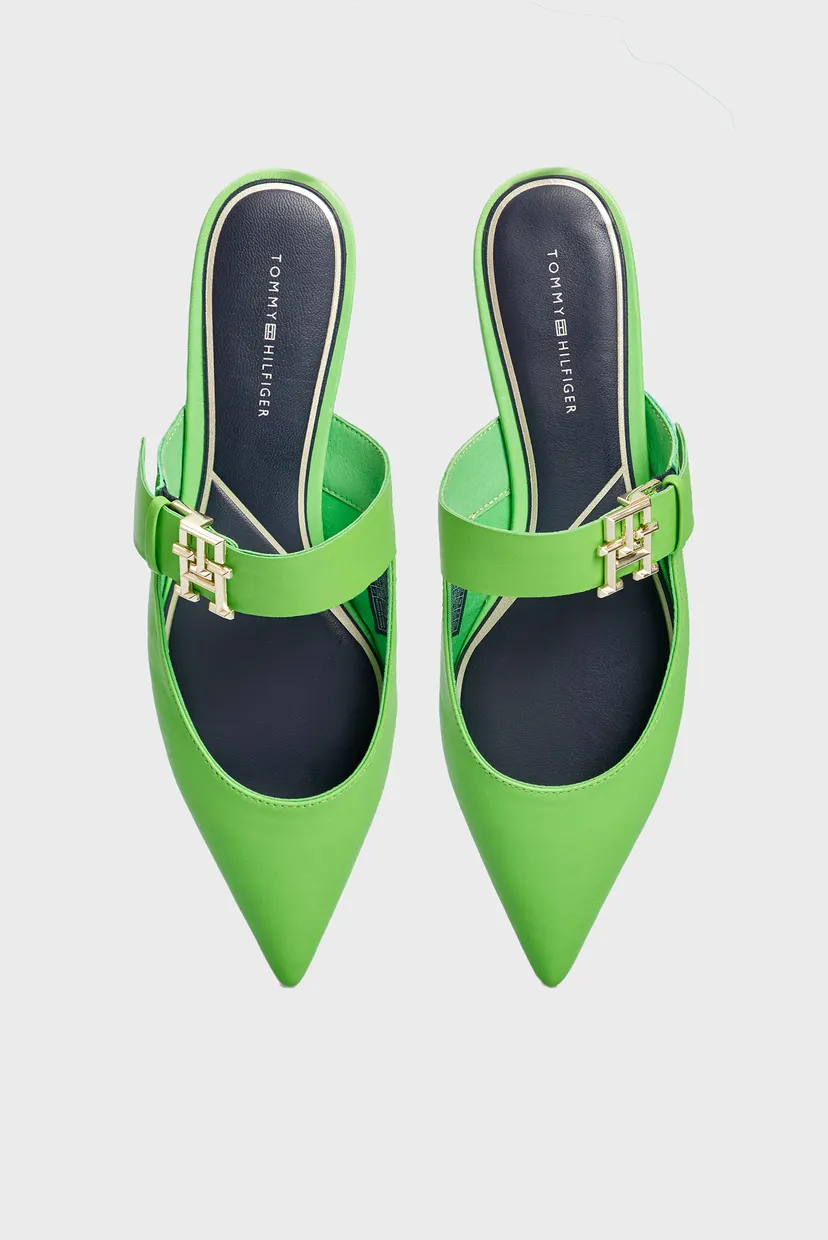 Жіночі зелені шкіряні мюлі TH POINTY FEMININE MULE 4