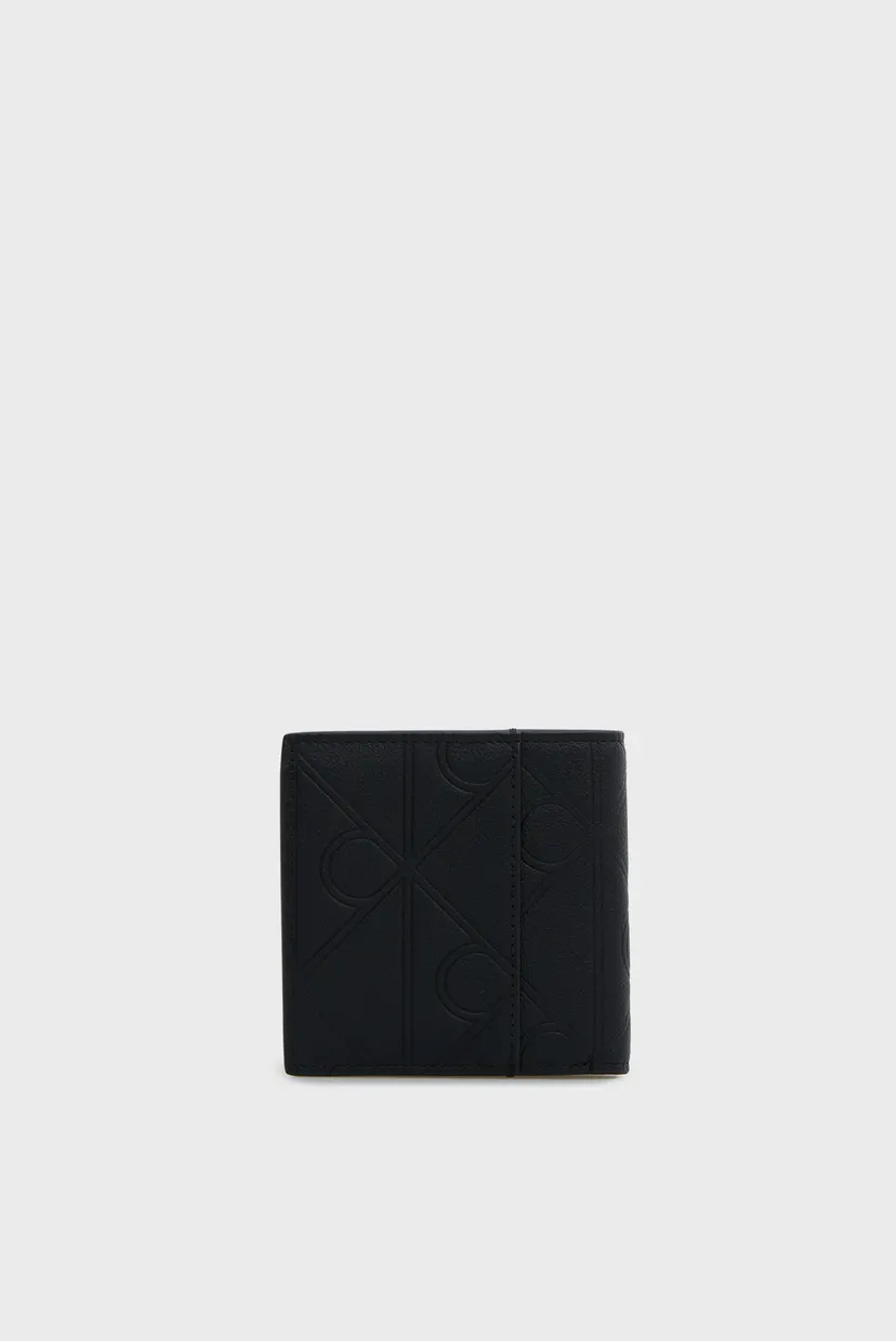 Чоловічий чорний шкіряний гаманець з візерунком EMBLEM AOP COATED BILLFOLD W/ CO 3