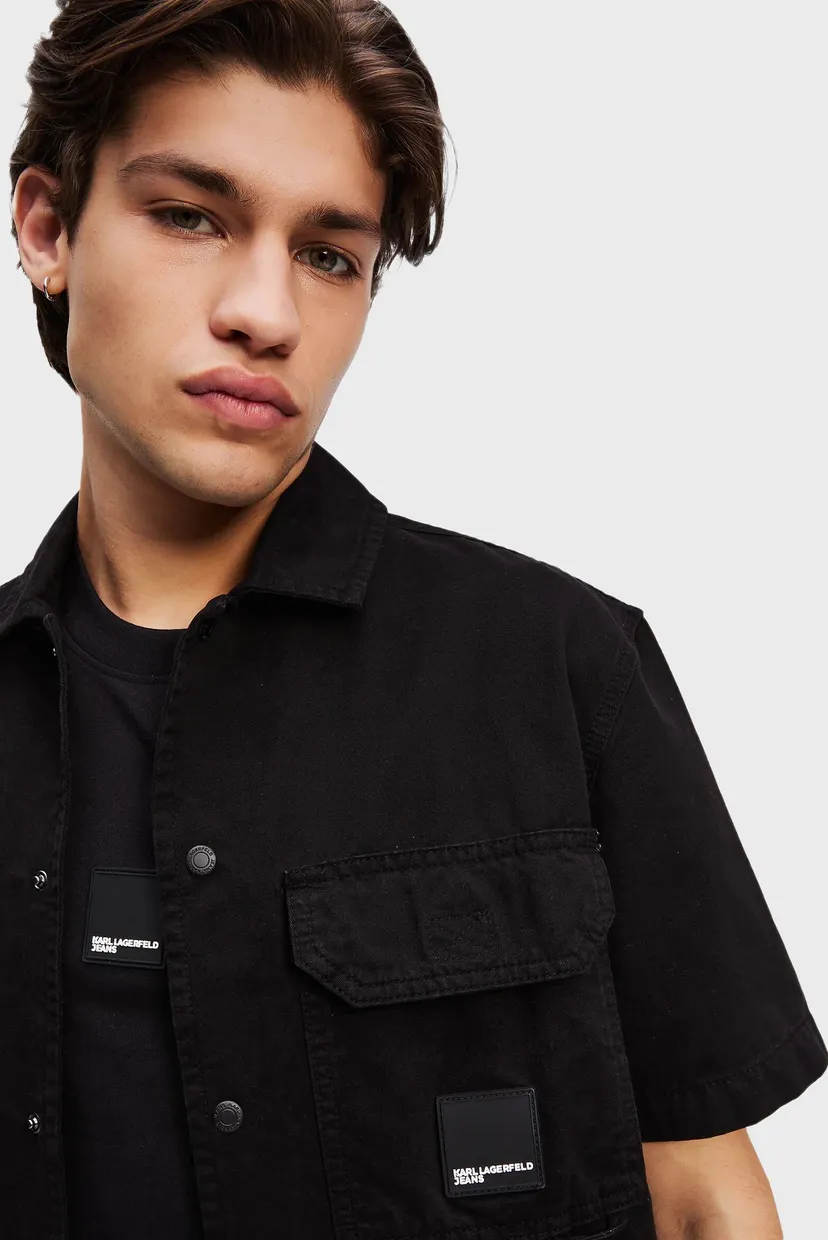 Чоловіча чорна сорочка KLJ SS POCKET SHIRT 4