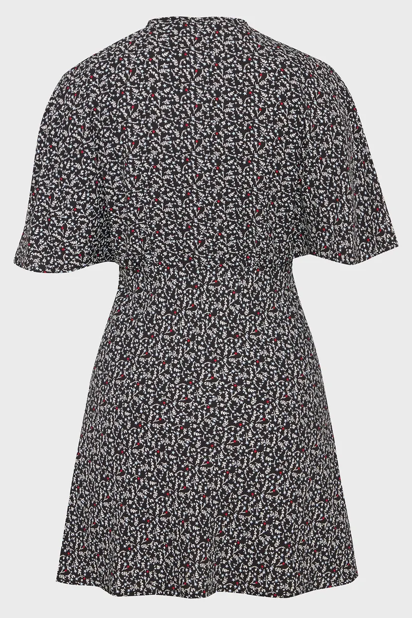 Женское черное платье с узором TJW BUTTERFLY SS MINI DRESS EXT 6