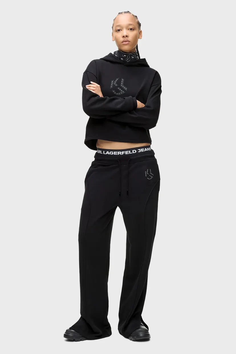 Женские черные спортивные брюки studded logo 4