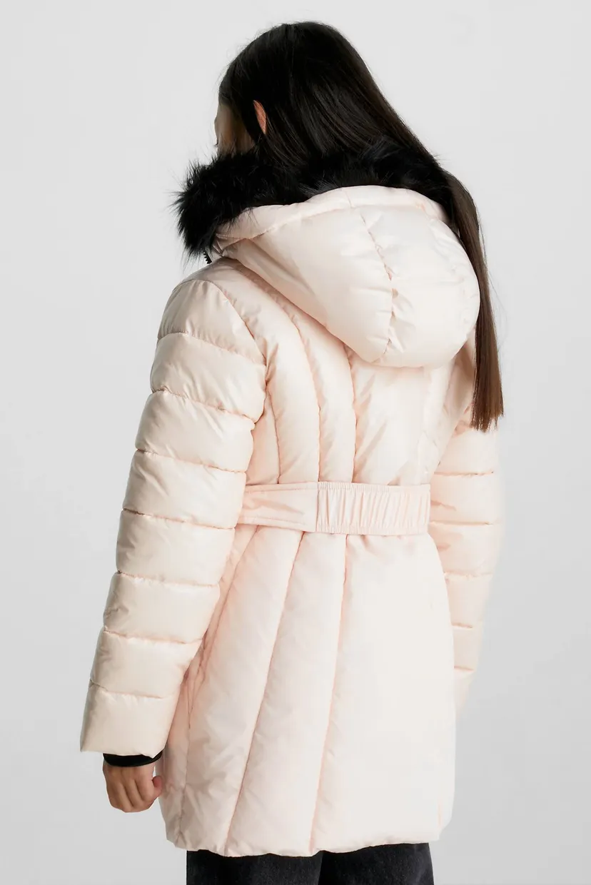 Детская пудровая куртка LONG BELTED PUFFER COAT 3