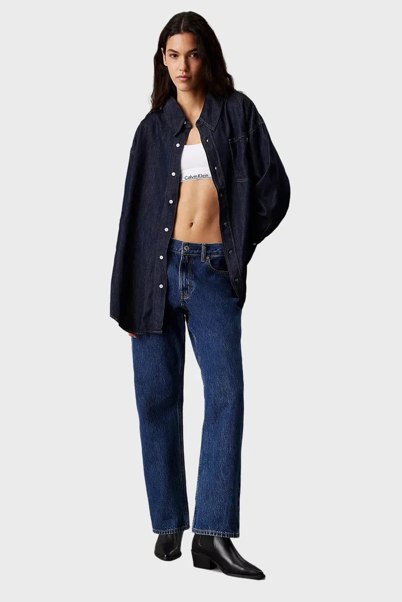 Женская темно-синяя джинсовая рубашка OVERSIZED LS DENIM SHIRT 4