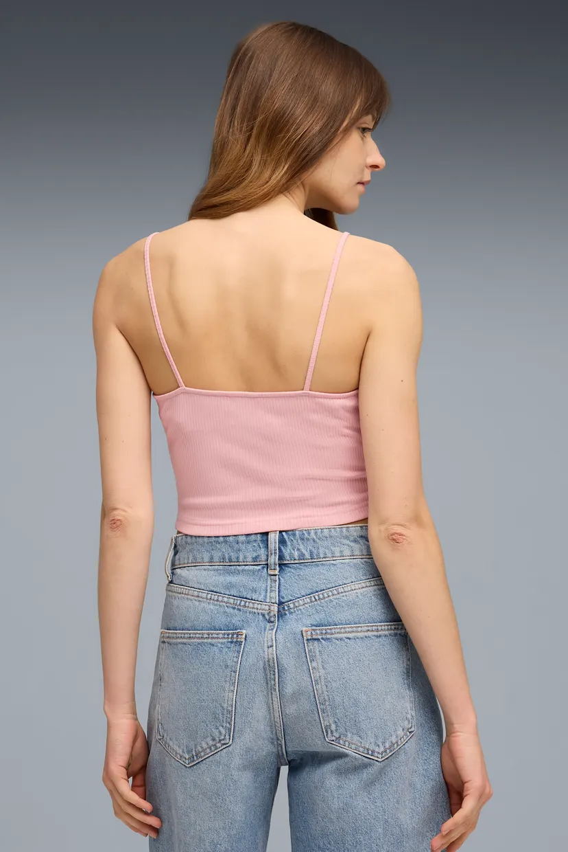 Женский розовый топ WARDROBE ESS Ribbed Tank Top Women PUMA