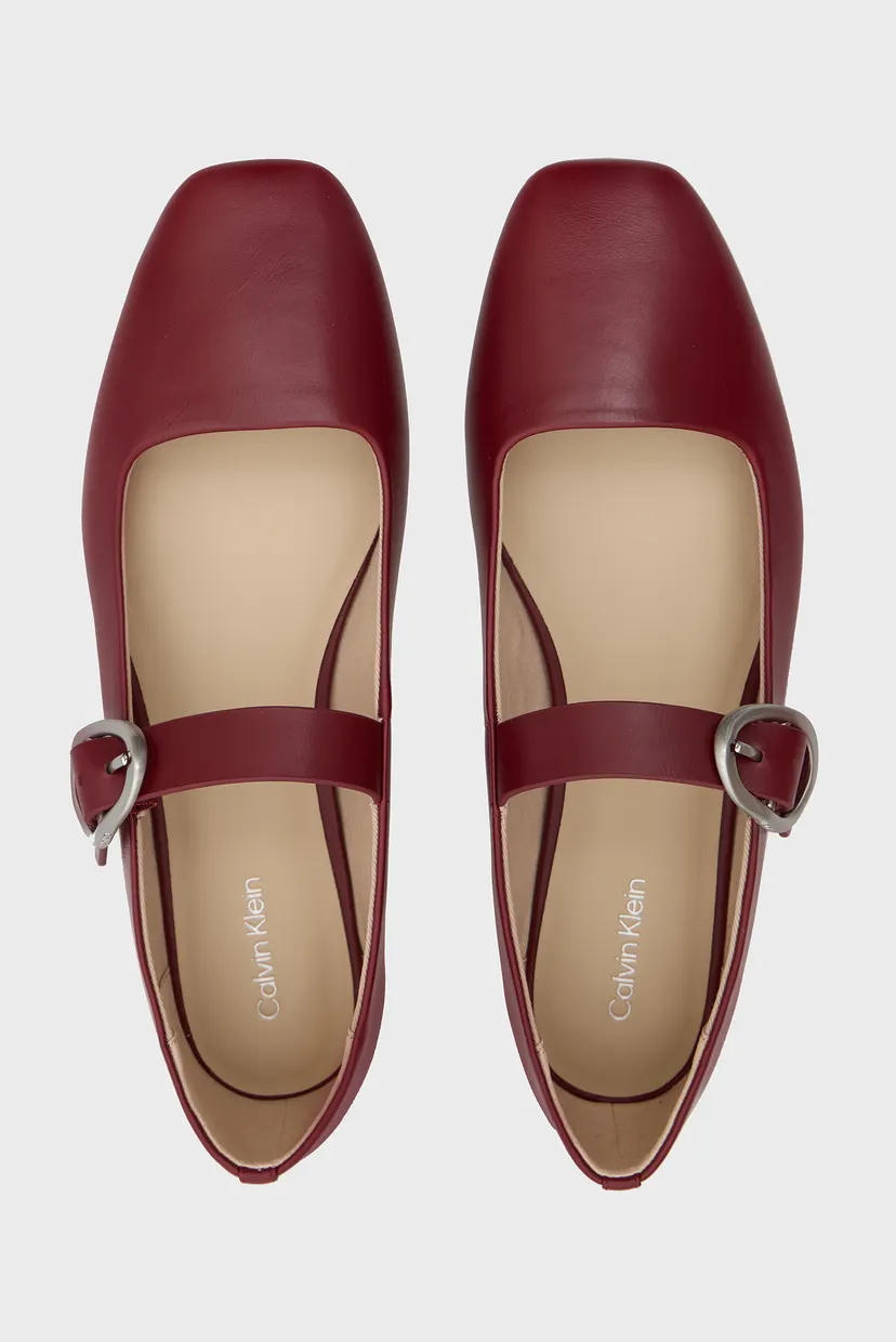 Женские бордовые кожаные балетки SQUARED BALLERINA 4