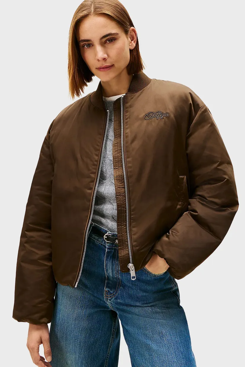 Женский коричневый бомбер SATEEN Tommy Hilfiger WW0WW46624 — MD