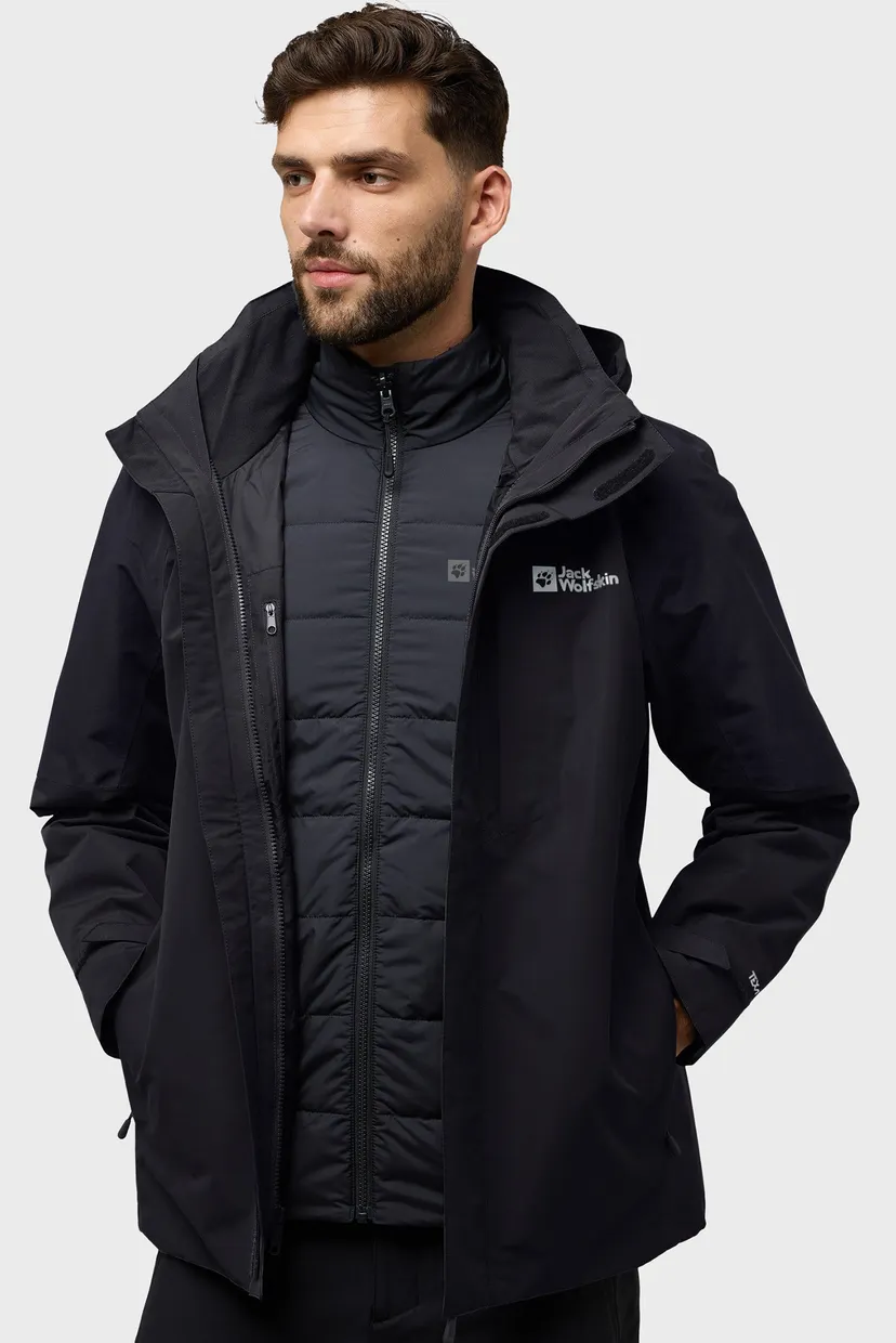 Мужская черная куртка 3 в 1 ROMBERG 3IN1 JKT M Jack Wolfskin