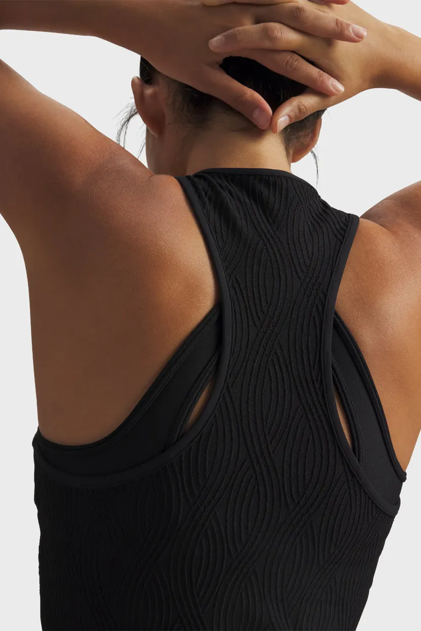 Жіноча чорна майка UA Halo Jacquard Knit Tank-BLK 3