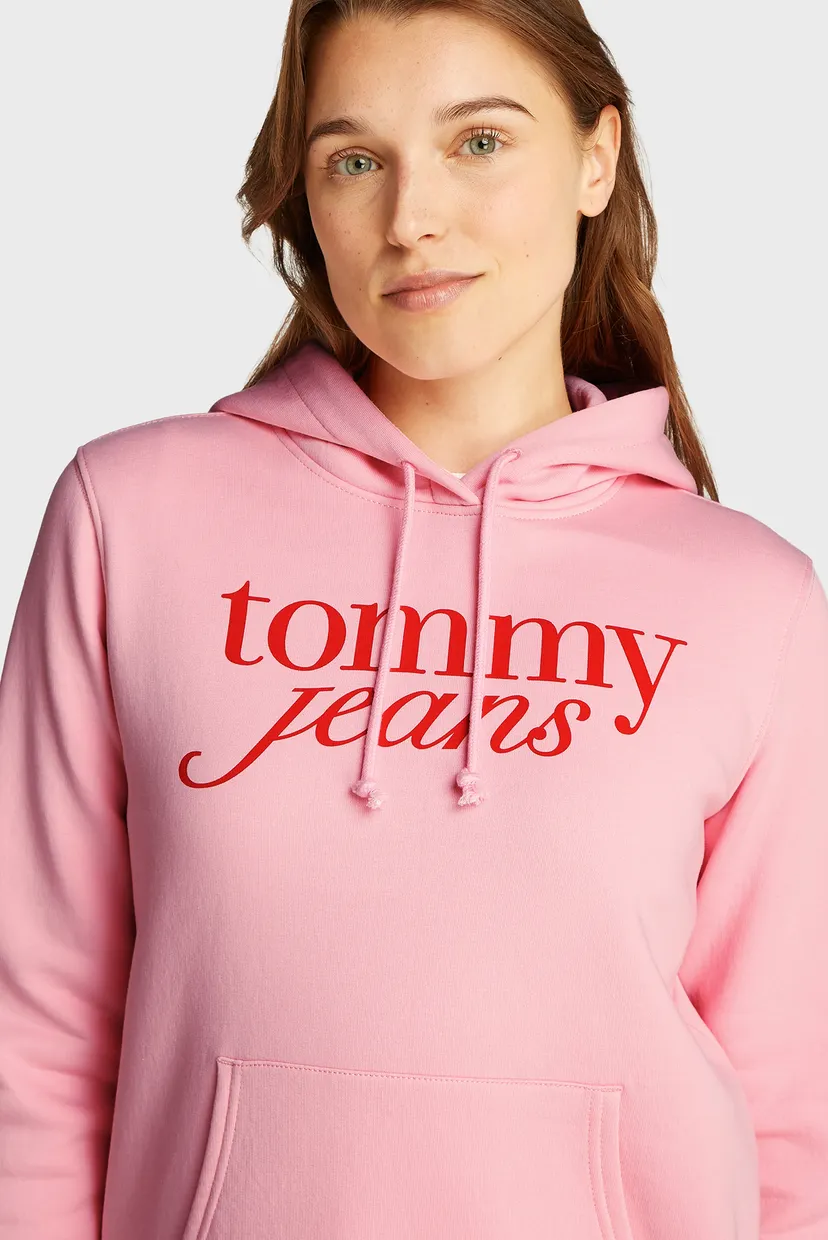 Жіноче рожеве худі TJW REG ESS LOGO HOODIE EXT 4