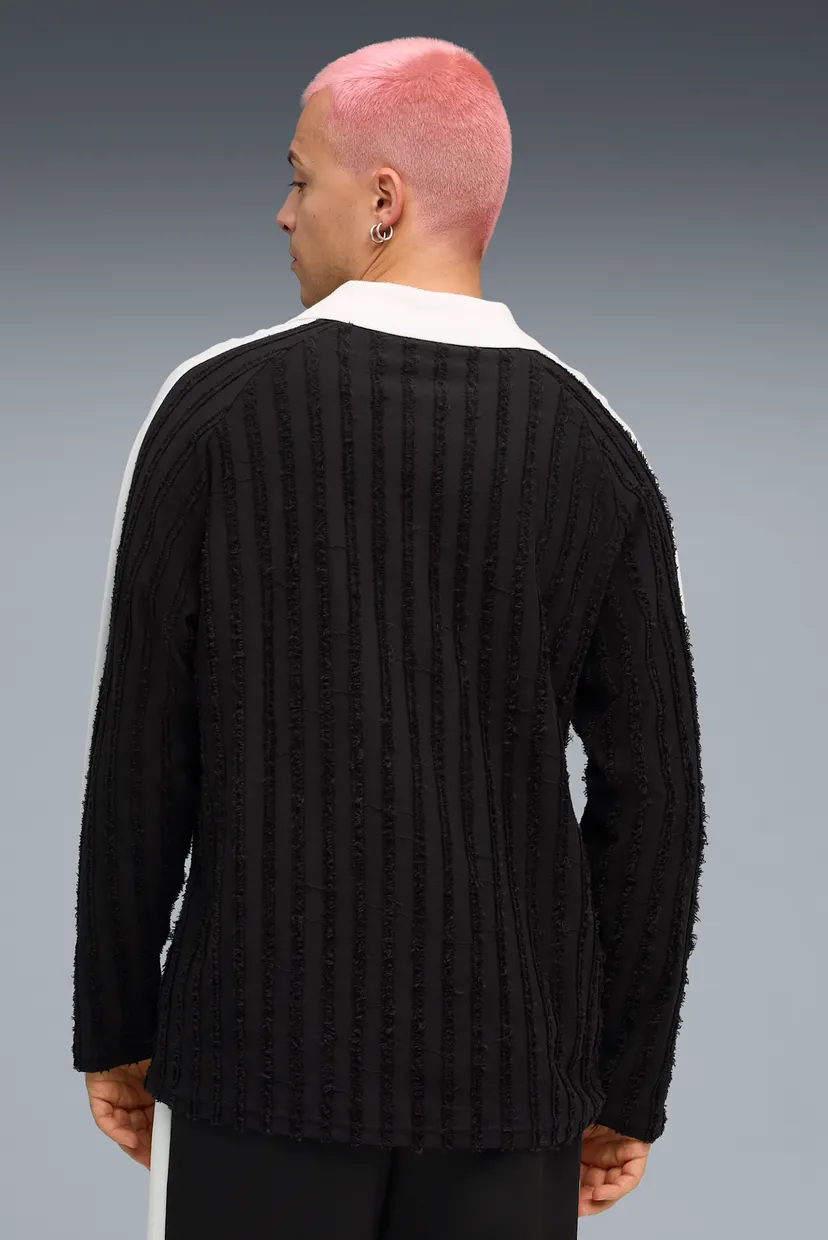Мужской черный лонгслив T7 Relaxed Long Sleeve Polo Men 3