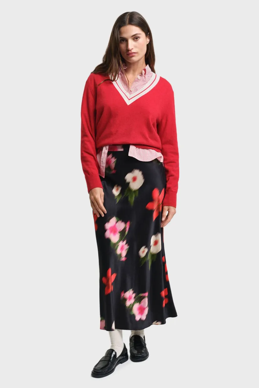 Женская черная юбка с узором MIDI FLORAL PRINT A-LINE 2