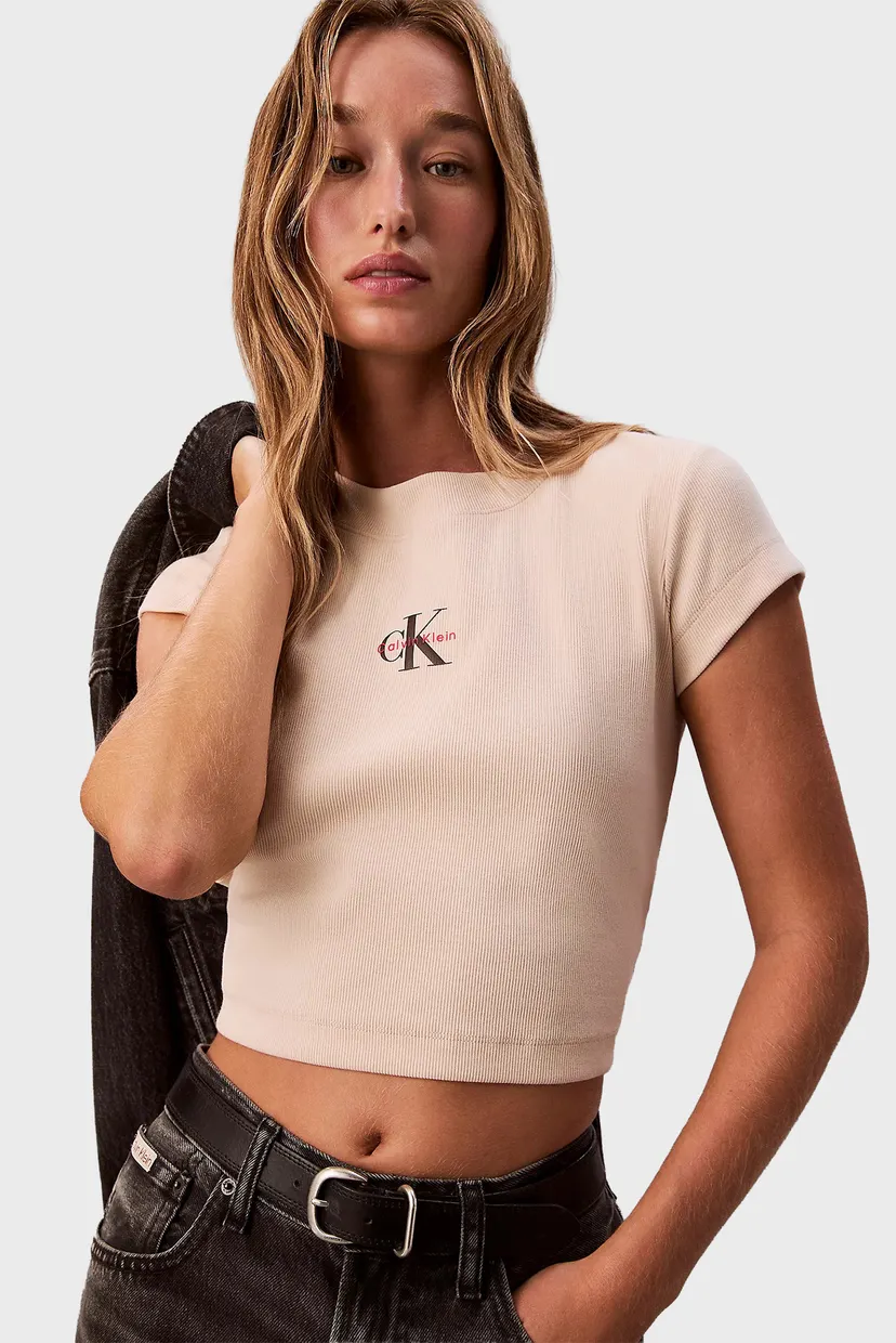 Жіноча бежева футболка MONOGRAM BABY 5
