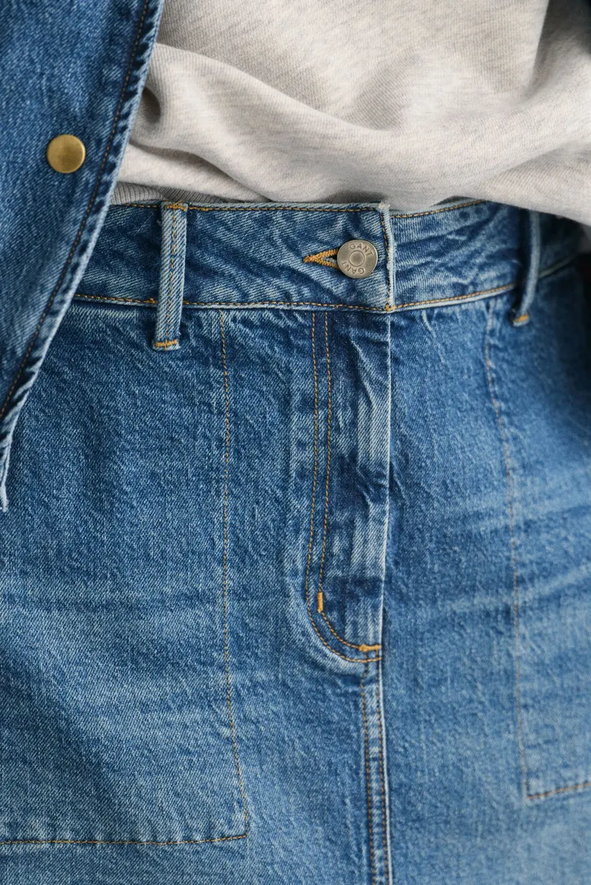 Женская синяя джинсовая юбка DENIM SLIT 5