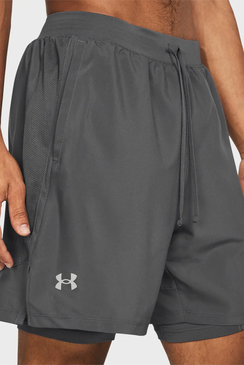 Мужские серые шорты UA LAUNCH 7'' 2-IN-1 SHORTS 4
