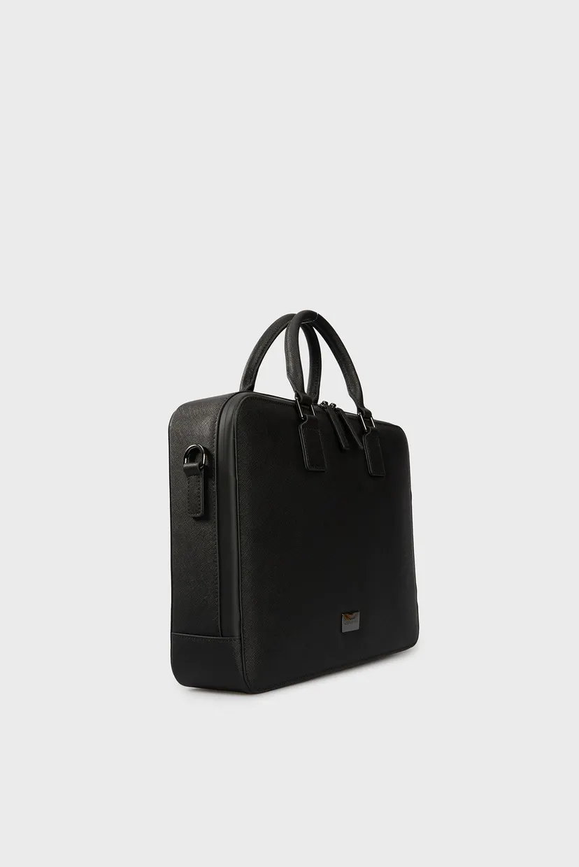 Мужская черная кожаная сумка для ноутбука VIN BRIEFCASE 3