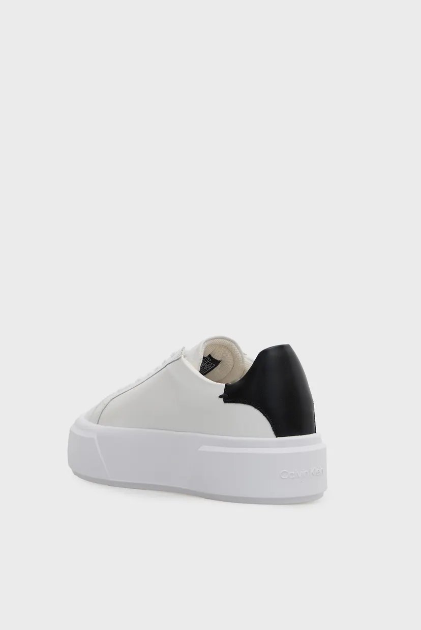 Женские белые кожаные сникерсы FLATFORM LACE UP 5