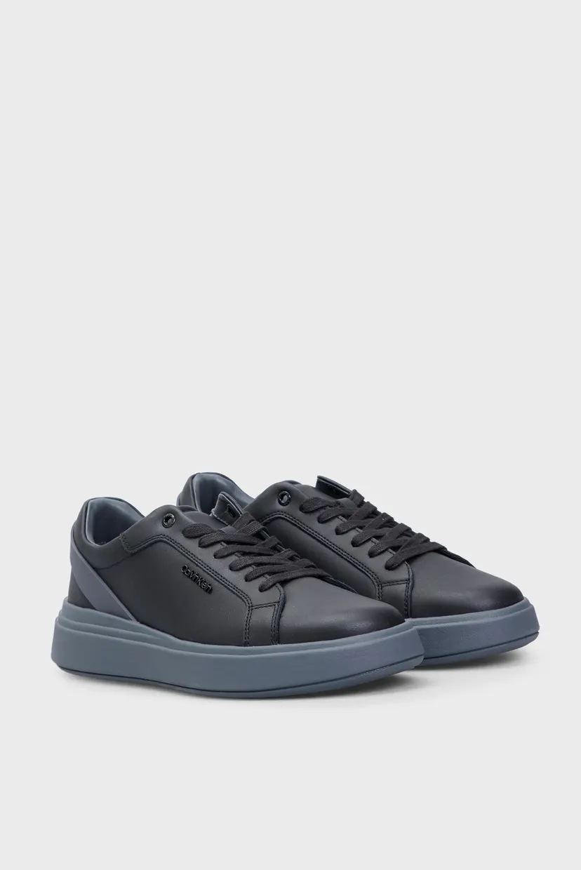 Мужские черные кожаные сникерсы LOW TOP LACE UP W/ STRIPE 3