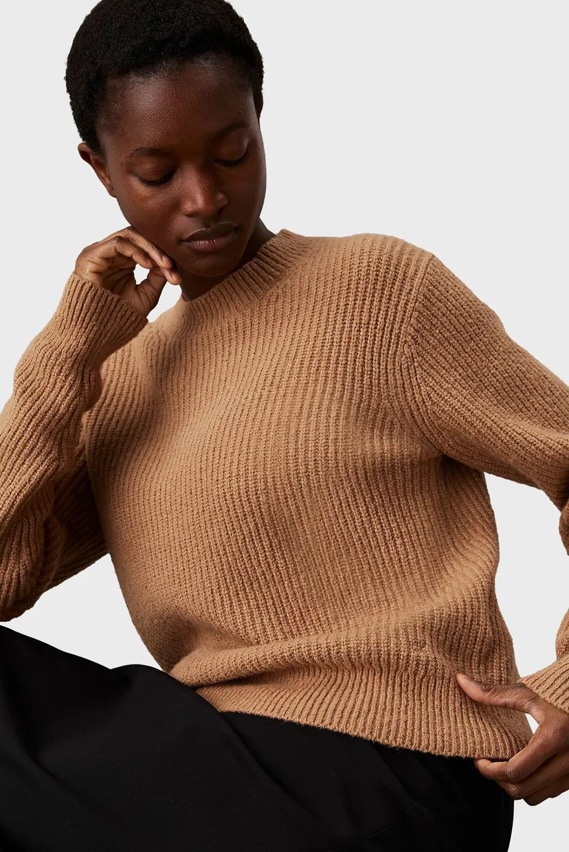 Жіночий коричневий светр BOUCLE RIB C-NK RELAXED 4