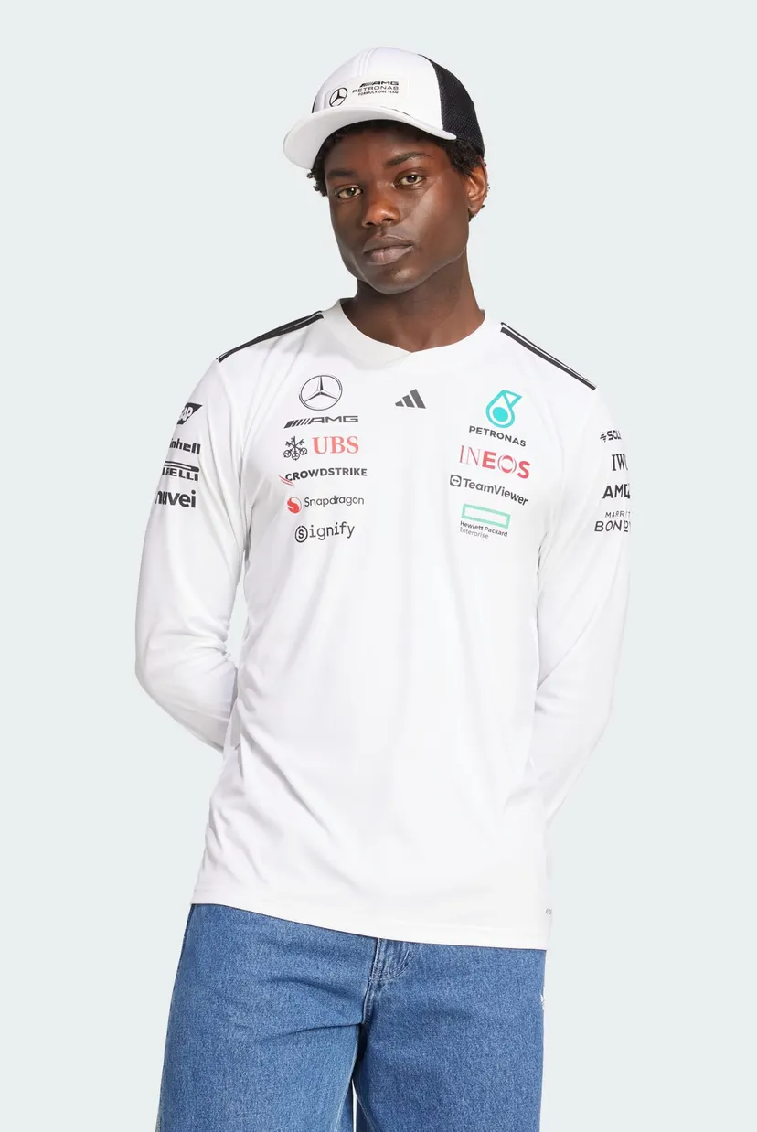 Мужской белый лонгслив Mercedes - AMG Petronas Formula One Team