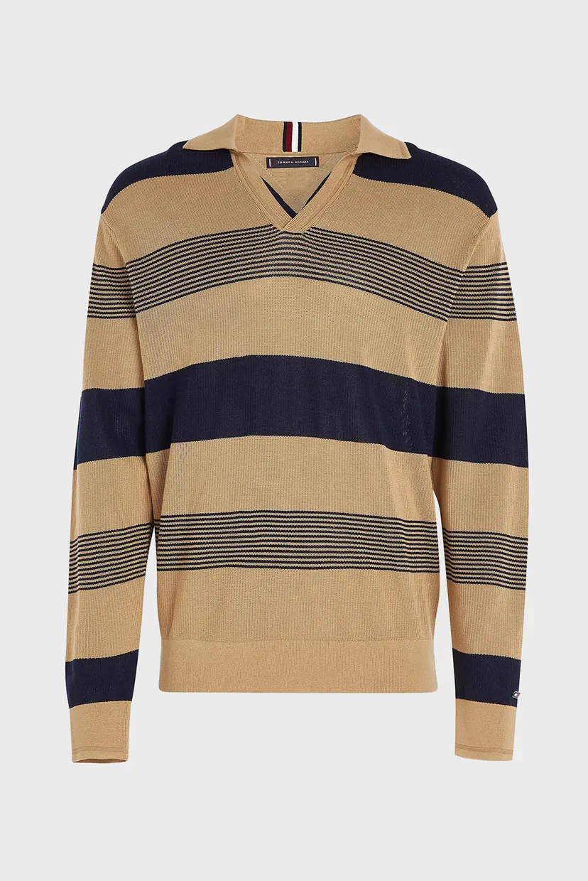 Чоловічий пуловер у смужку LUXURY COTTON L/S REVERE POLO 6