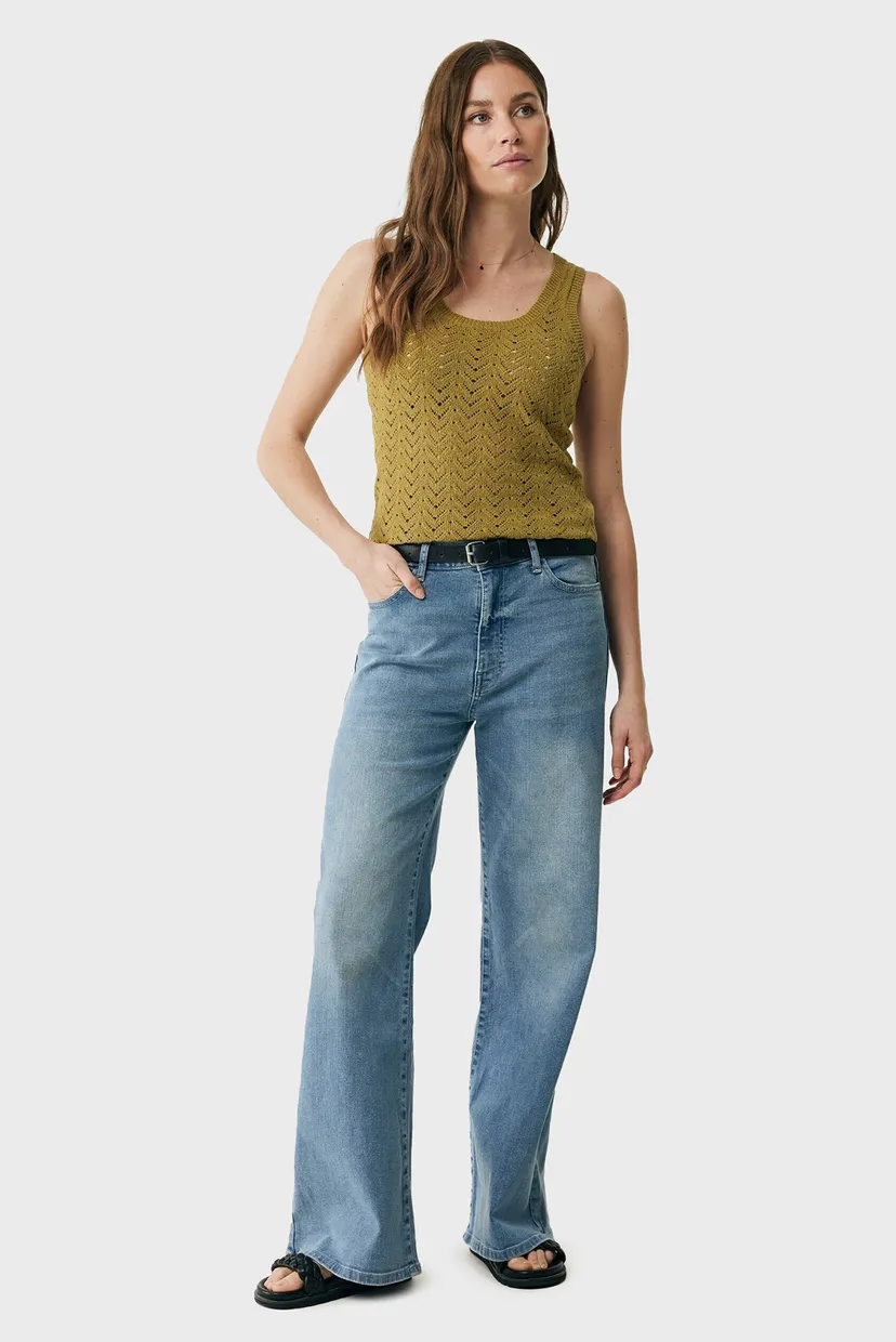 Женский оливковый топ Sleeveless round neck top 5