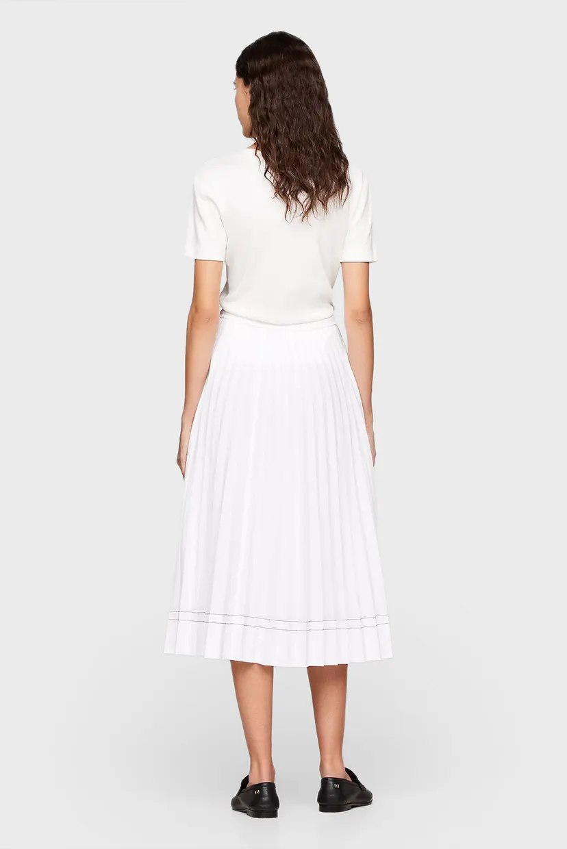 Женская белая плиссированная юбка COTTON STITCH PLEATED LONG 3