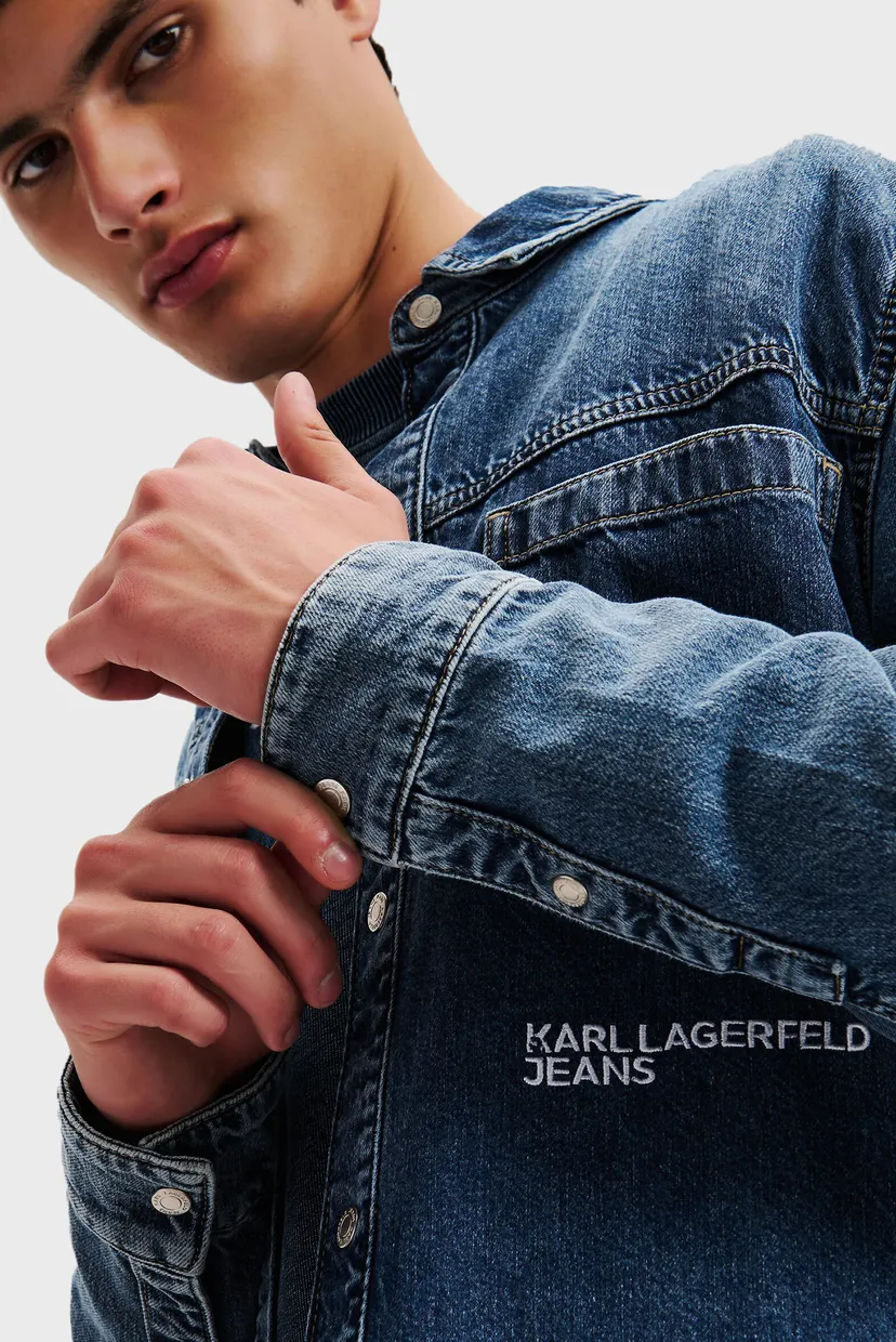 Чоловіча синя джинсова сорочка klj regular denim shirt 4