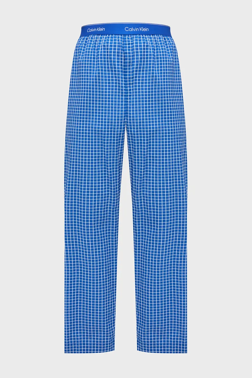 Чоловіча синя картата піжама (сорочка, брюки) POPLIN 3