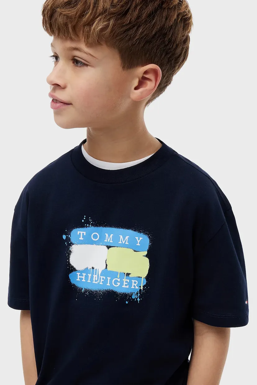 Детская темно-синяя футболка TOMMY FLAG GRAFFITI T-SHIRT SS 4