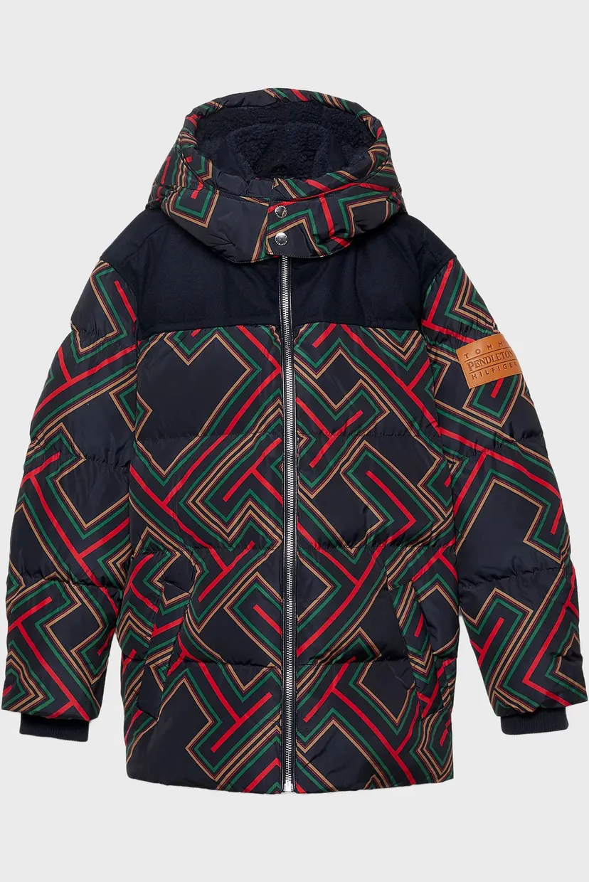 Темно-синяя куртка с узором Tommy x Pendleton (унисекс) 10
