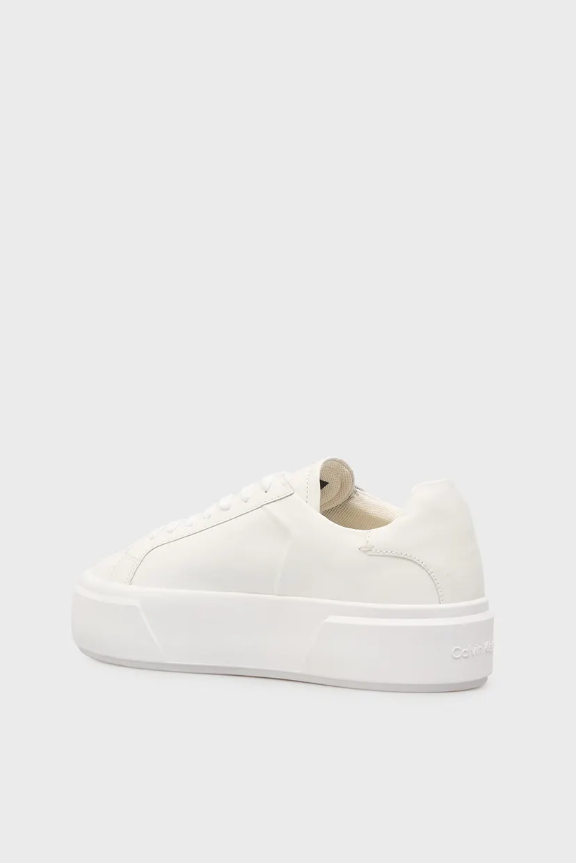 Женские белые кожаные сникерсы FLATFORM LACE UP 5