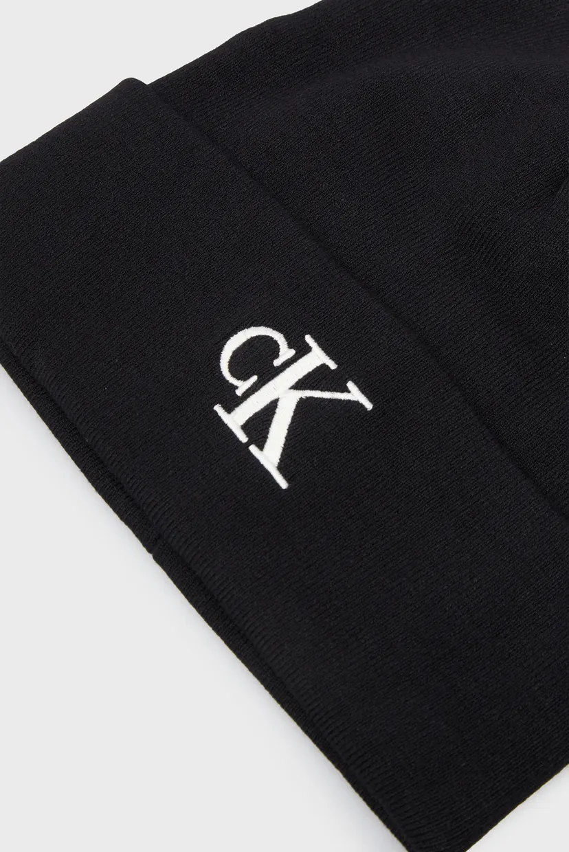 Мужская черная шапка FINE RIB BEANIE 4