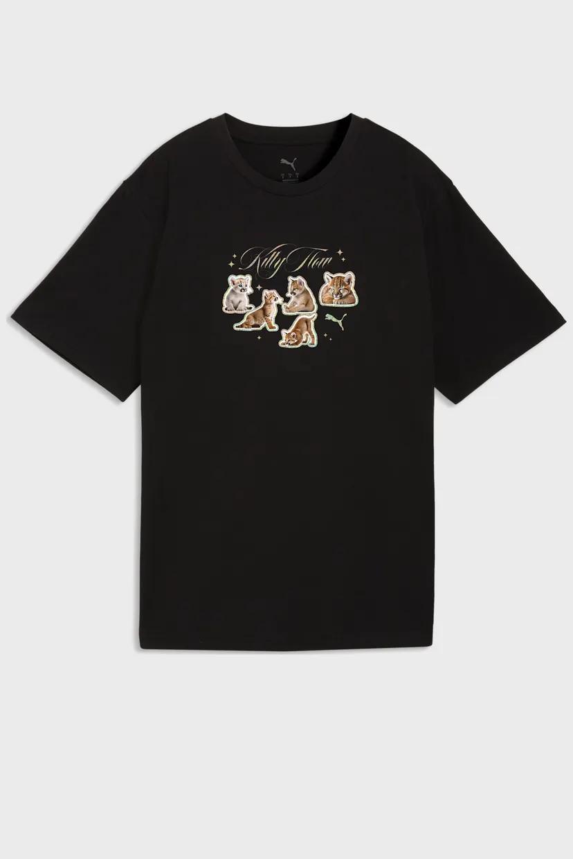 Женская черная футболка Graphic Kitty Sticker Relaxed Tee Women 4