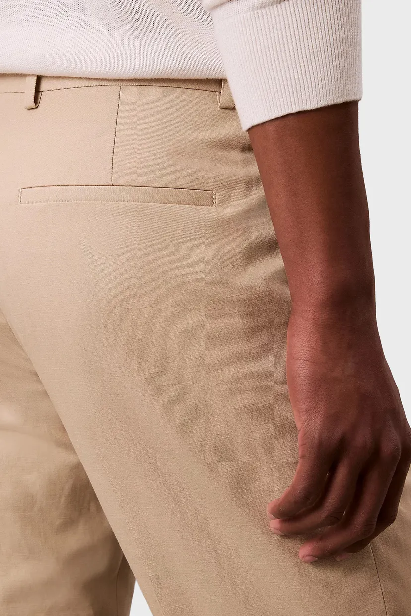 Чоловічі бежеві лляні брюки SLIM 5