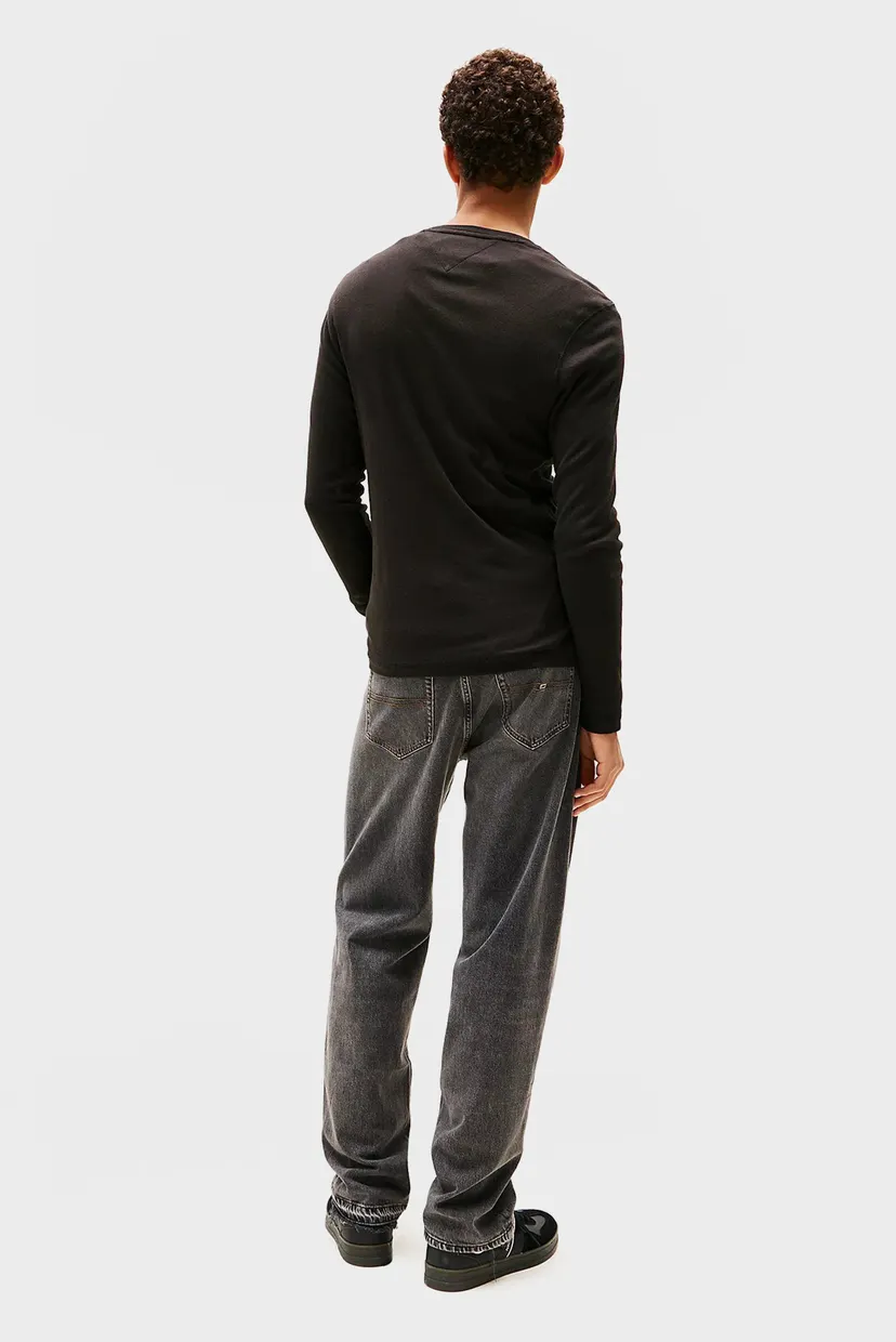 Чоловічий чорний лонгслів TJM ORIGINAL RIB LONGSLEEVE TEE 3