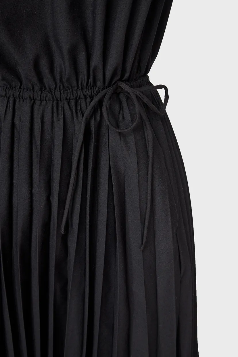 Женское черное платье STITCH PLEATED MIDI DRESS 4