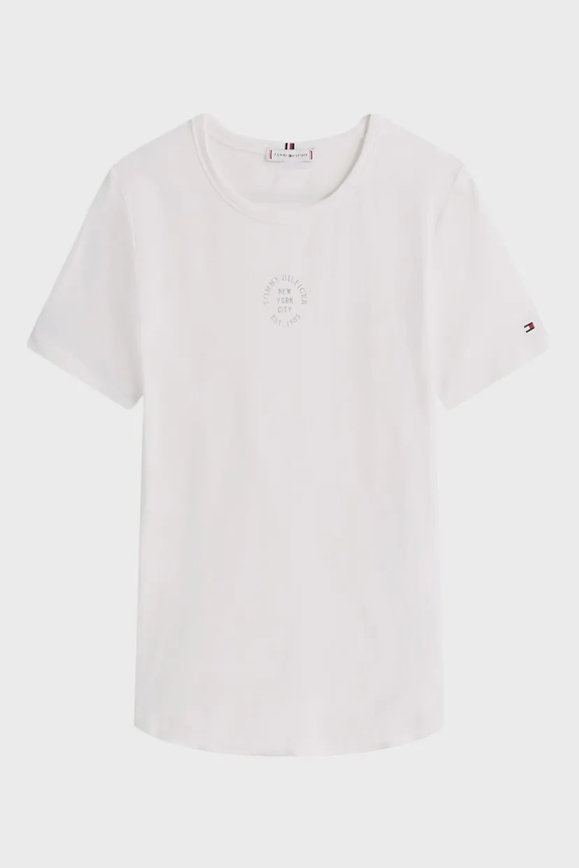 Жіноча біла футболка STAMP LOGO SLIM 4