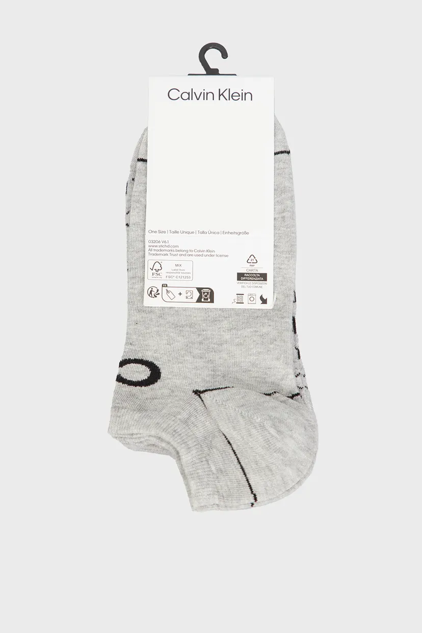 Жіночі сірі шкарпетки (2 пари) CK WOMEN SNEAKER  ALL OVER LOGO 3