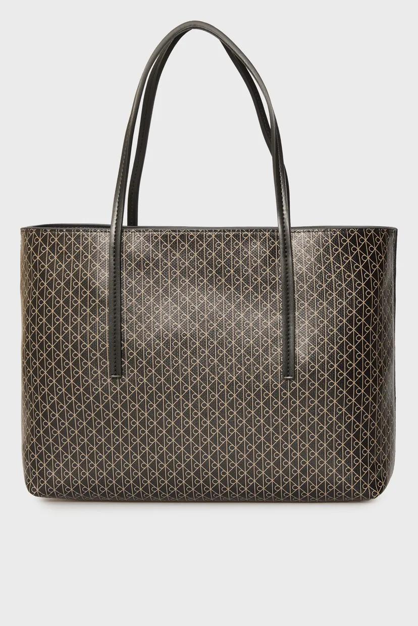 Жіноча чорна сумка з візерунком EMBLEM AOP SMALL TOTE 4