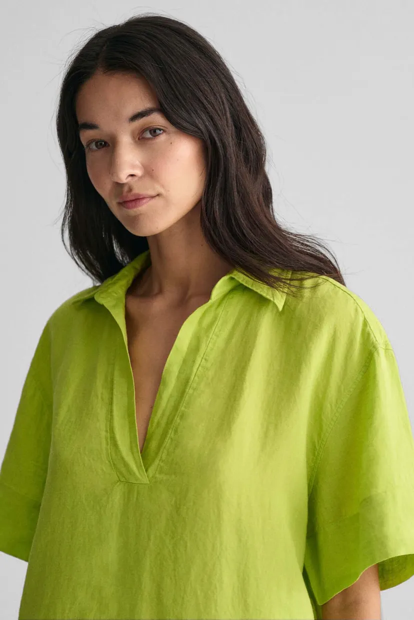 Женское салатовое льняное платье REL SS LINEN CAFTAN 4