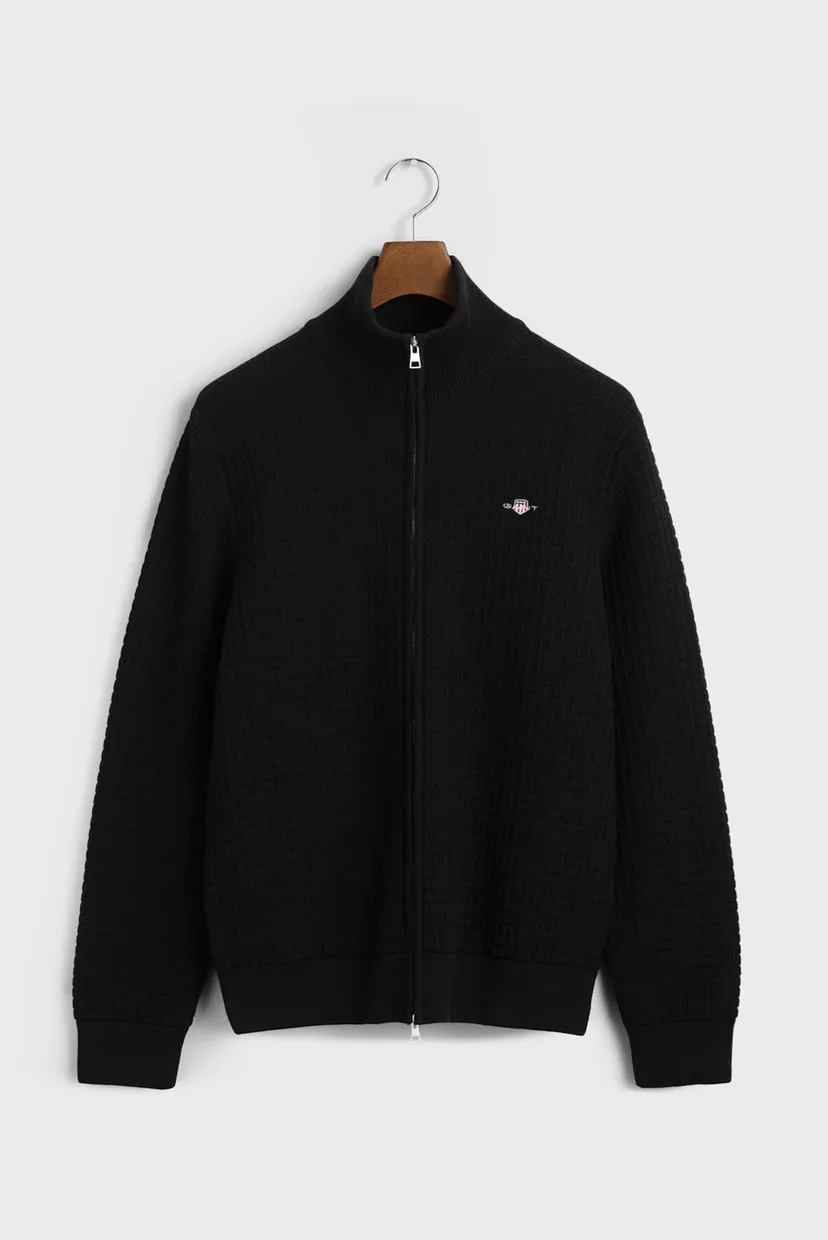 Чоловічий чорний кардиган COTTON TEXTURED ZIP 6