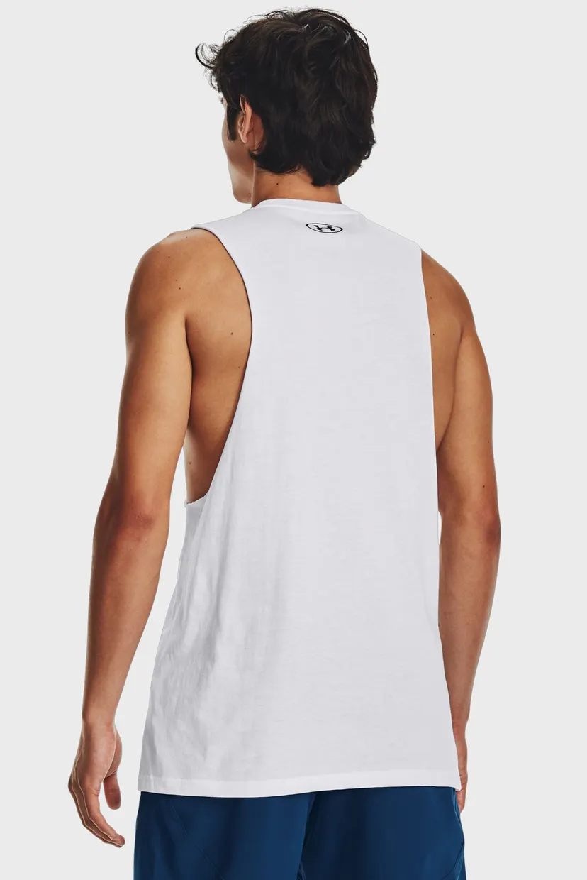 Чоловіча біла майка UA LEFT CHEST CUT OFF TANK 3